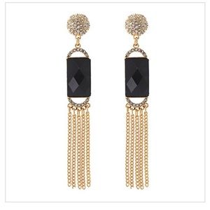 Jet Tassle Earrings